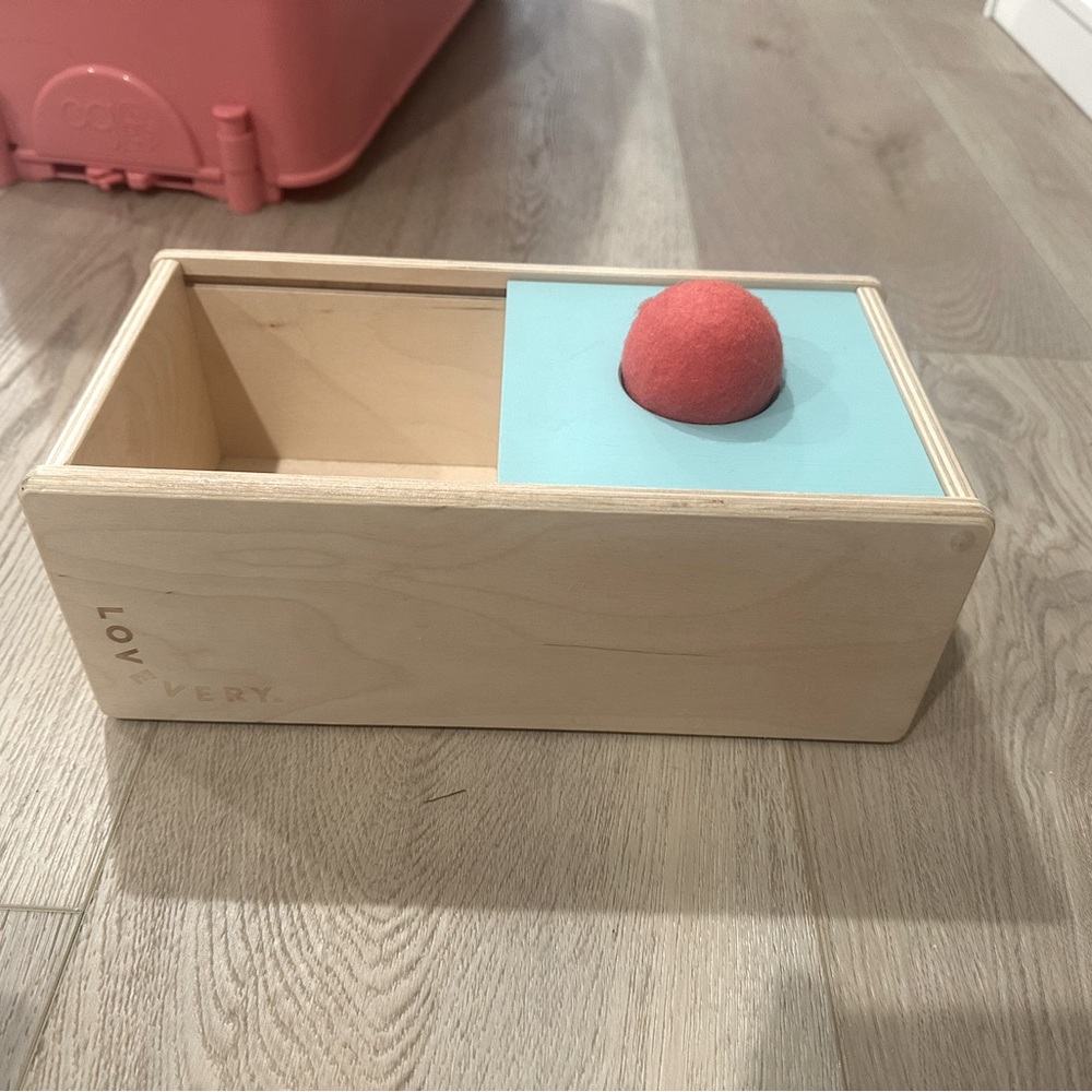 Lovevery Wooden Montessori Ball Drop Slide Box Includes Felt Ball